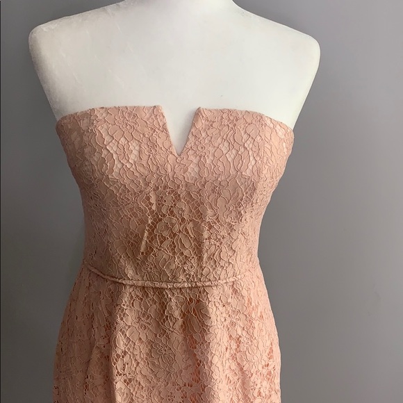 Donna Morgan Pink Column Reese Strapless Dress 4 - Picture 2 of 8